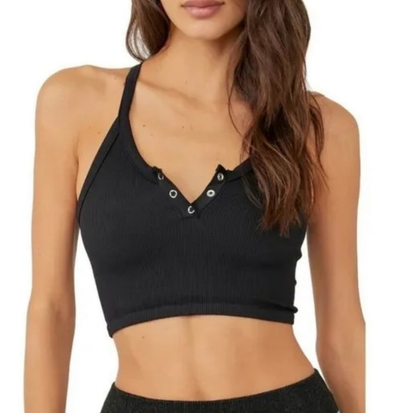 NWT Free People Movement Free Throw Henley Crop Tank - Picture 4 of 5